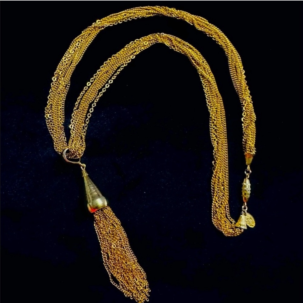 Vintage Vendome Goldtone Multistrand Tassel Necklace